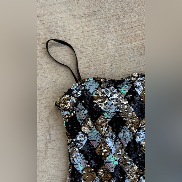12th Tribe Diamond Sequin Strappy Dress, Size XS - Picture 2 of 4